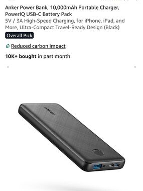Anker Slim 10,000mAh Portable Power Bank - Black